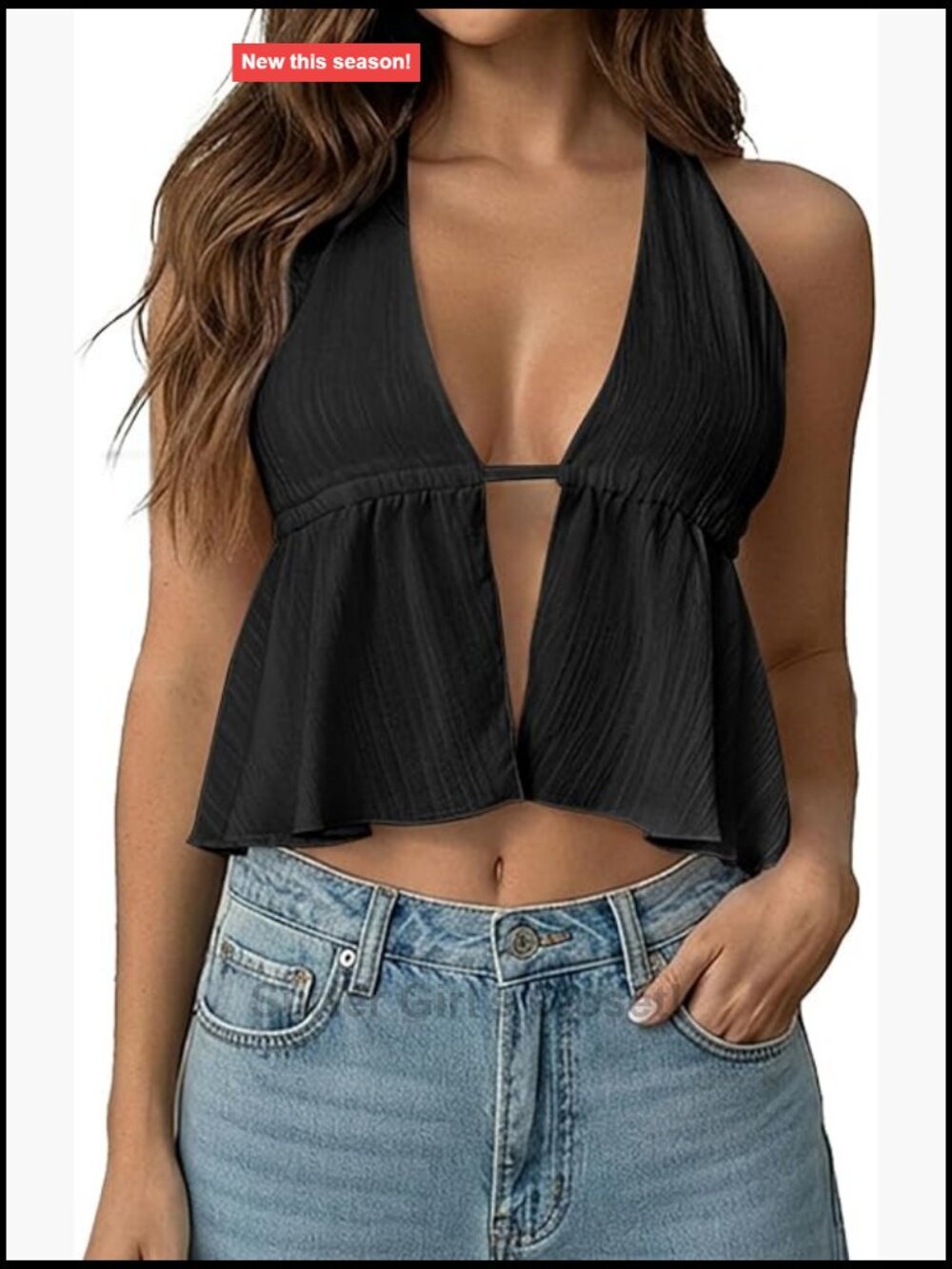 Split Front Halter Crop Top Backless Tie Back Cami Blouse